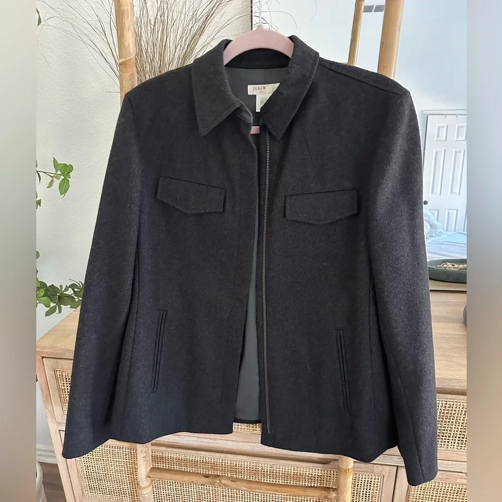 J Crew Gray Wool Jacket Sz M